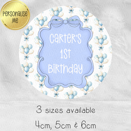 Blue & Cream Balloon Themed Stickers