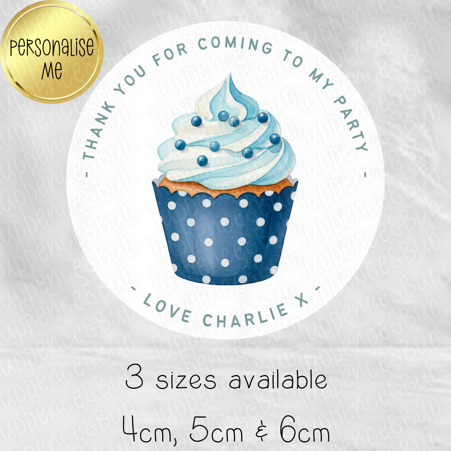 Blue Cupcake Themed Stickers