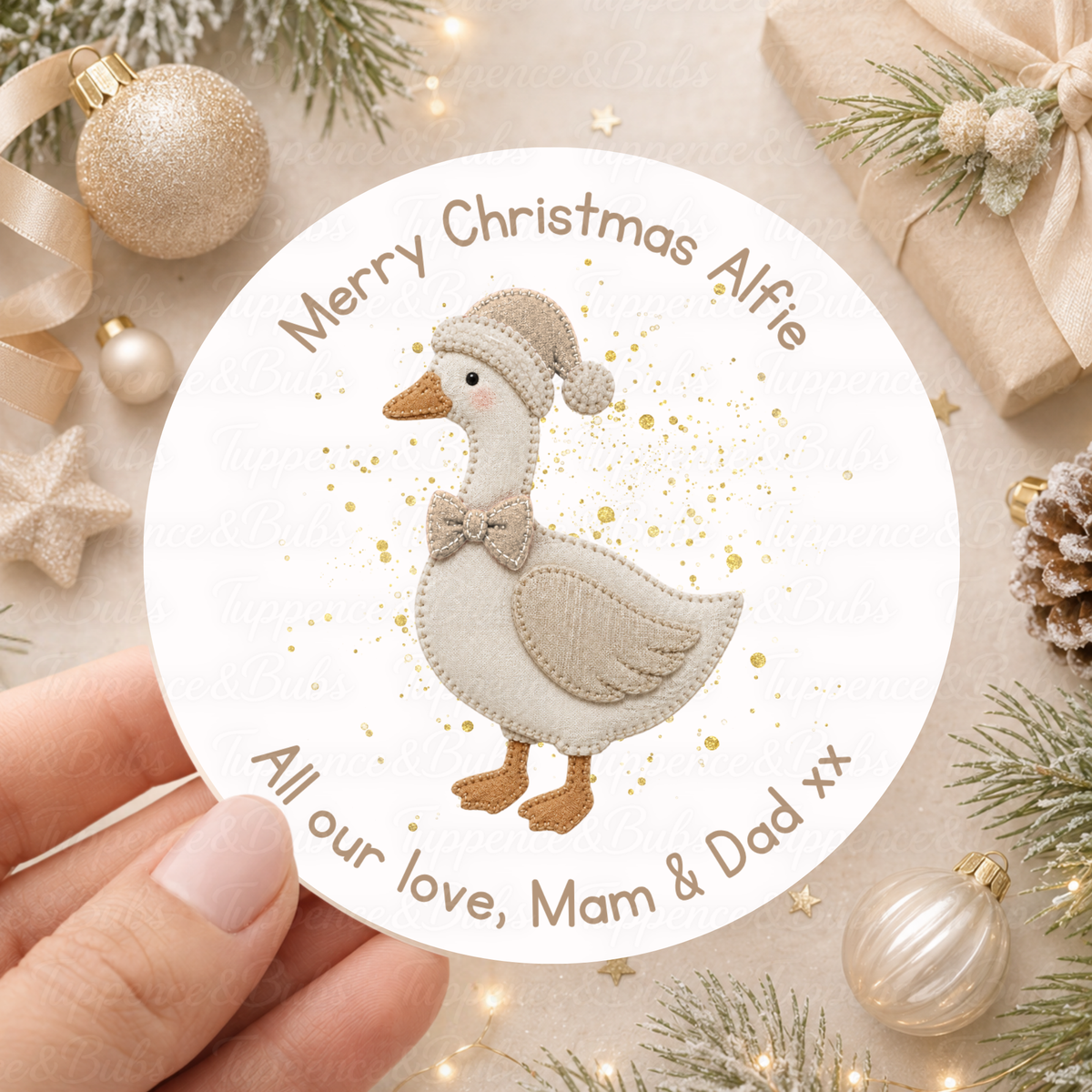 Personalised Christmas Goose Stickers