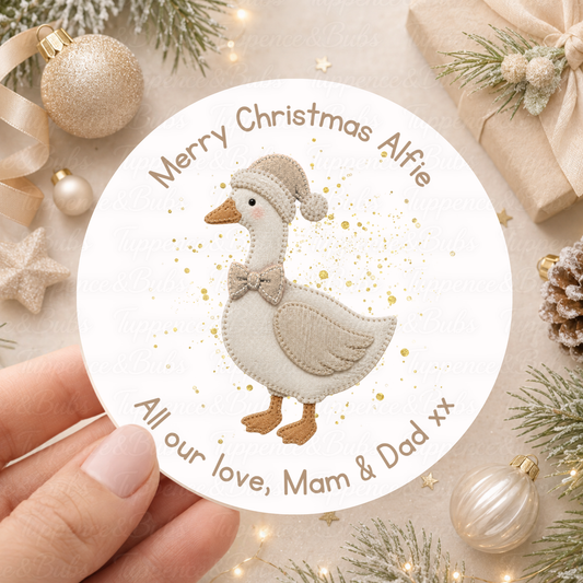 Personalised Christmas Goose Stickers