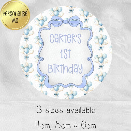 Blue & Cream Balloon Themed Stickers