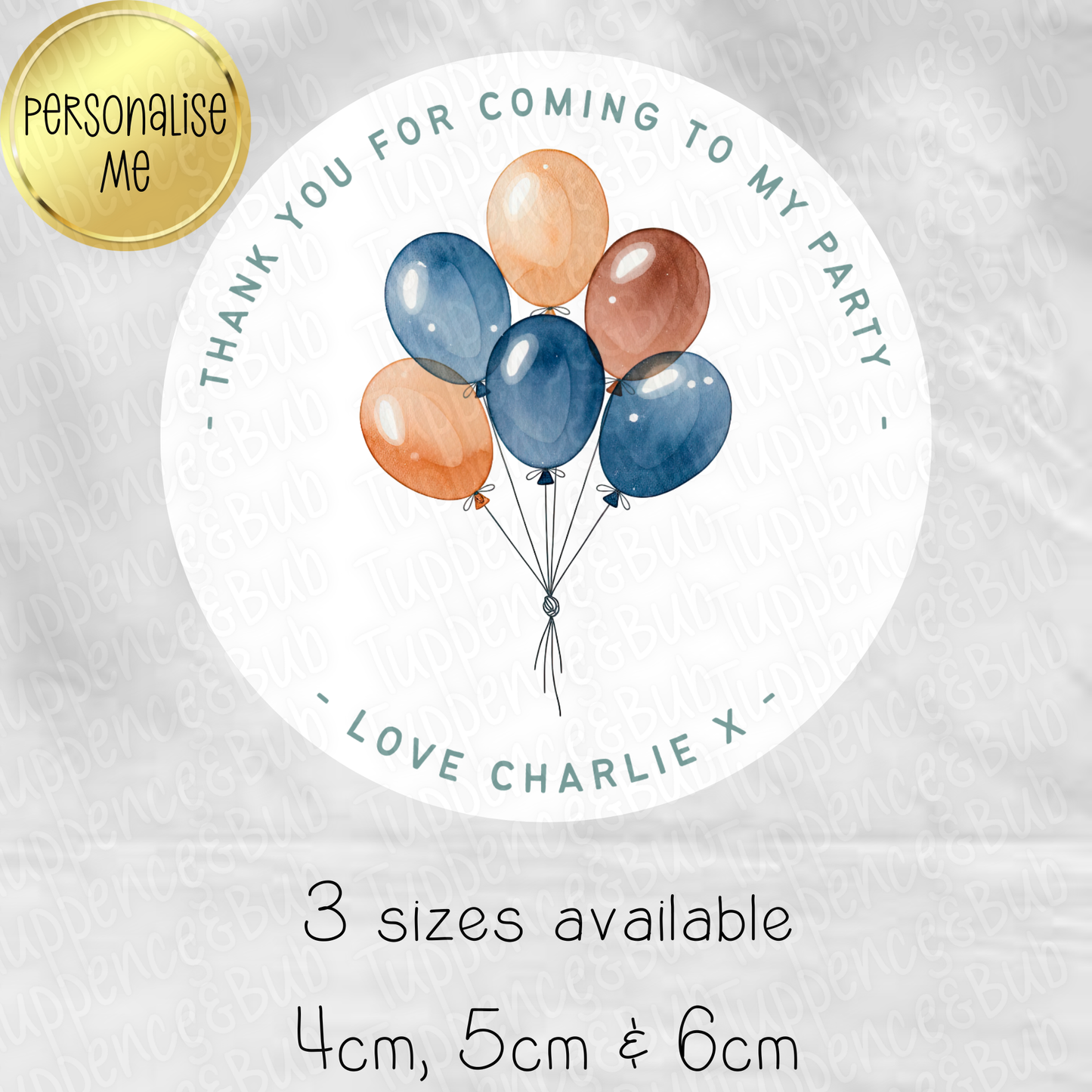 Blue & Beige Balloon Themed Stickers