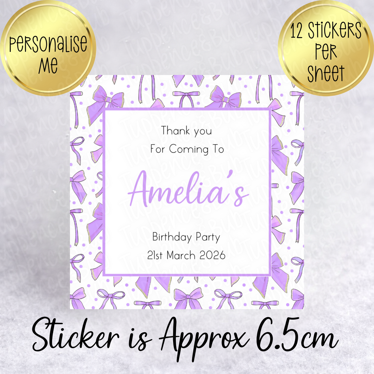 Bow Themed Sticker - Square