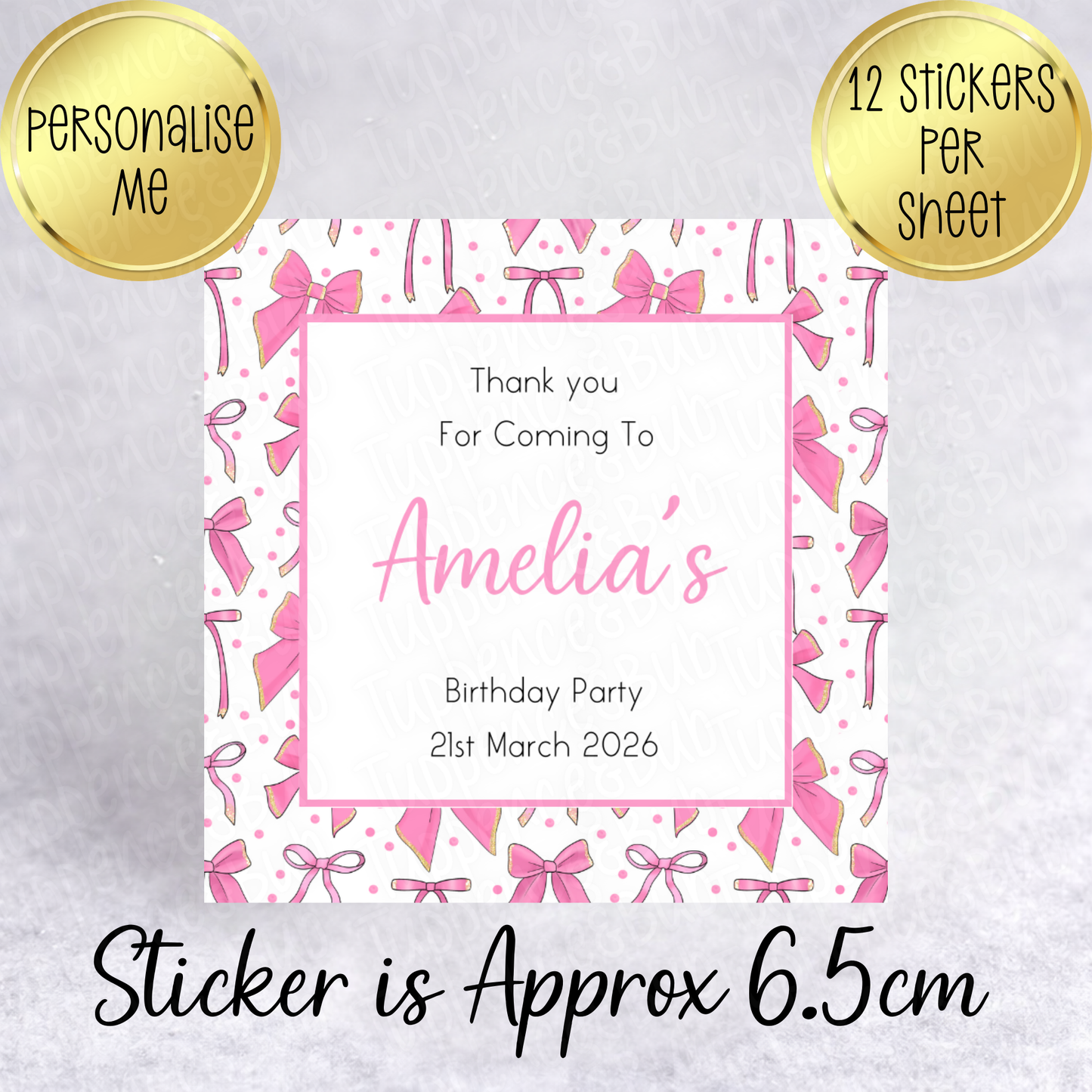 Bow Themed Sticker - Square