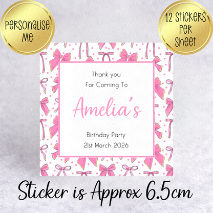 Bow Themed Sticker - Square