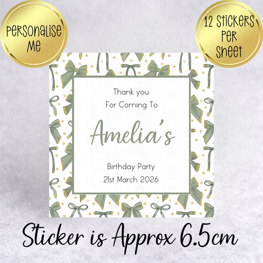 Bow Themed Sticker - Square