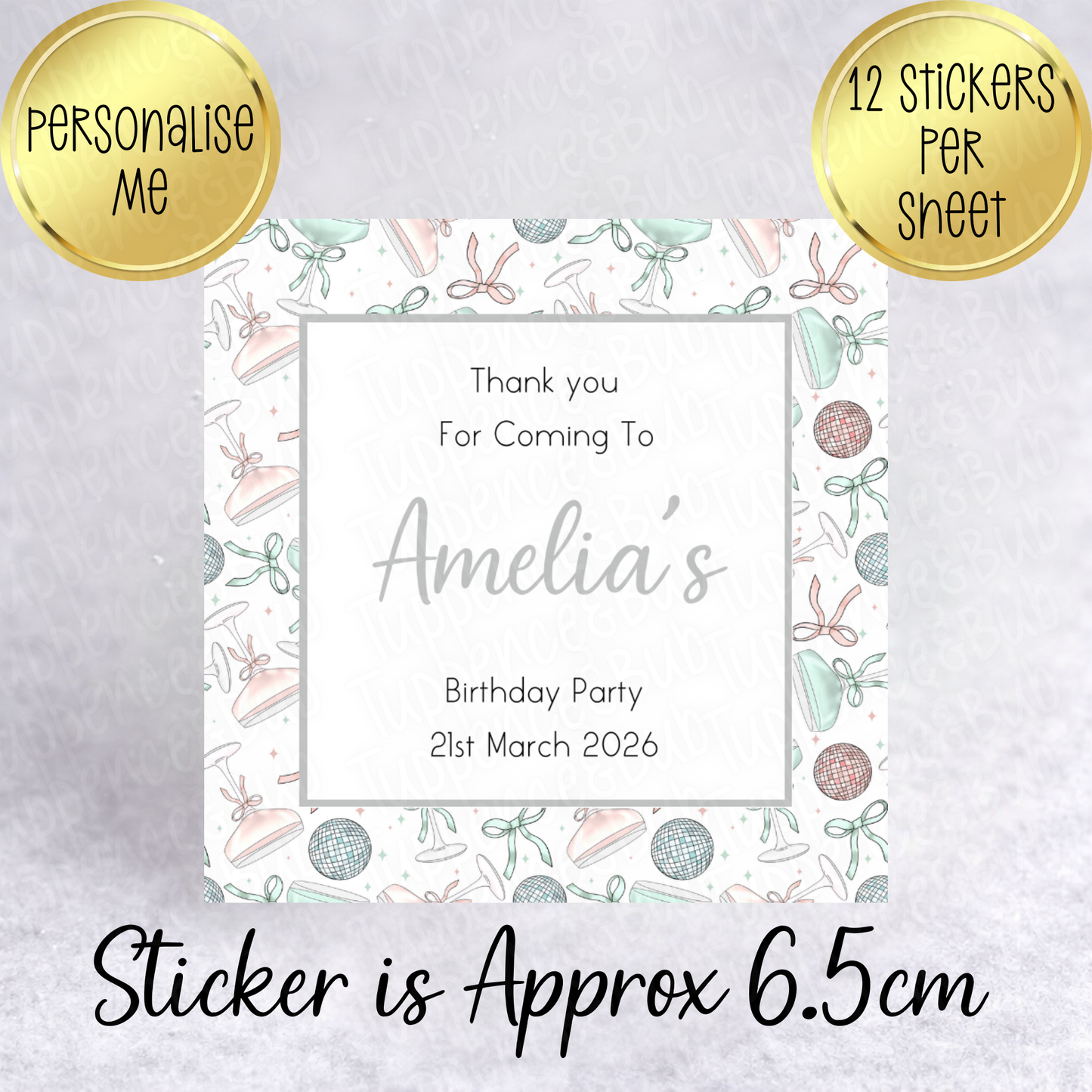 Cocktail Themed Stickers, Square