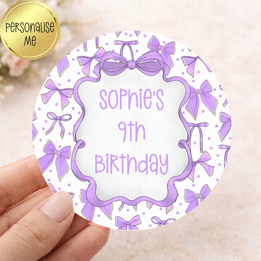 Purple Bow Themed Stickers - 8 Designs