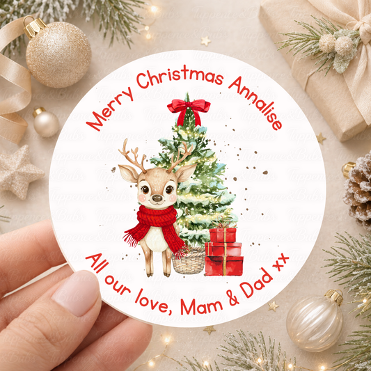 Personalised Christmas Reindeer and Tree Stickers