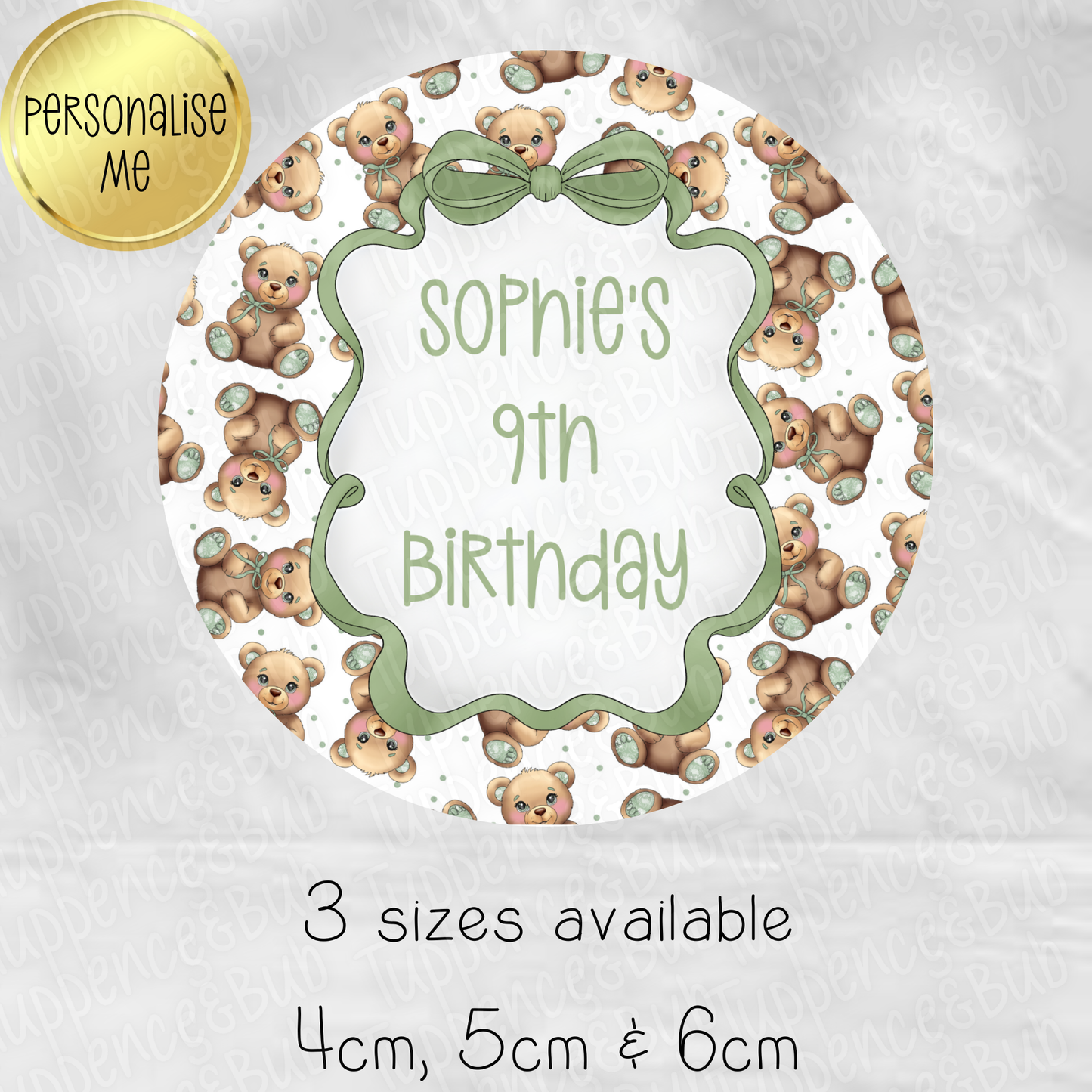 Sage Green Bear Themed Stickers