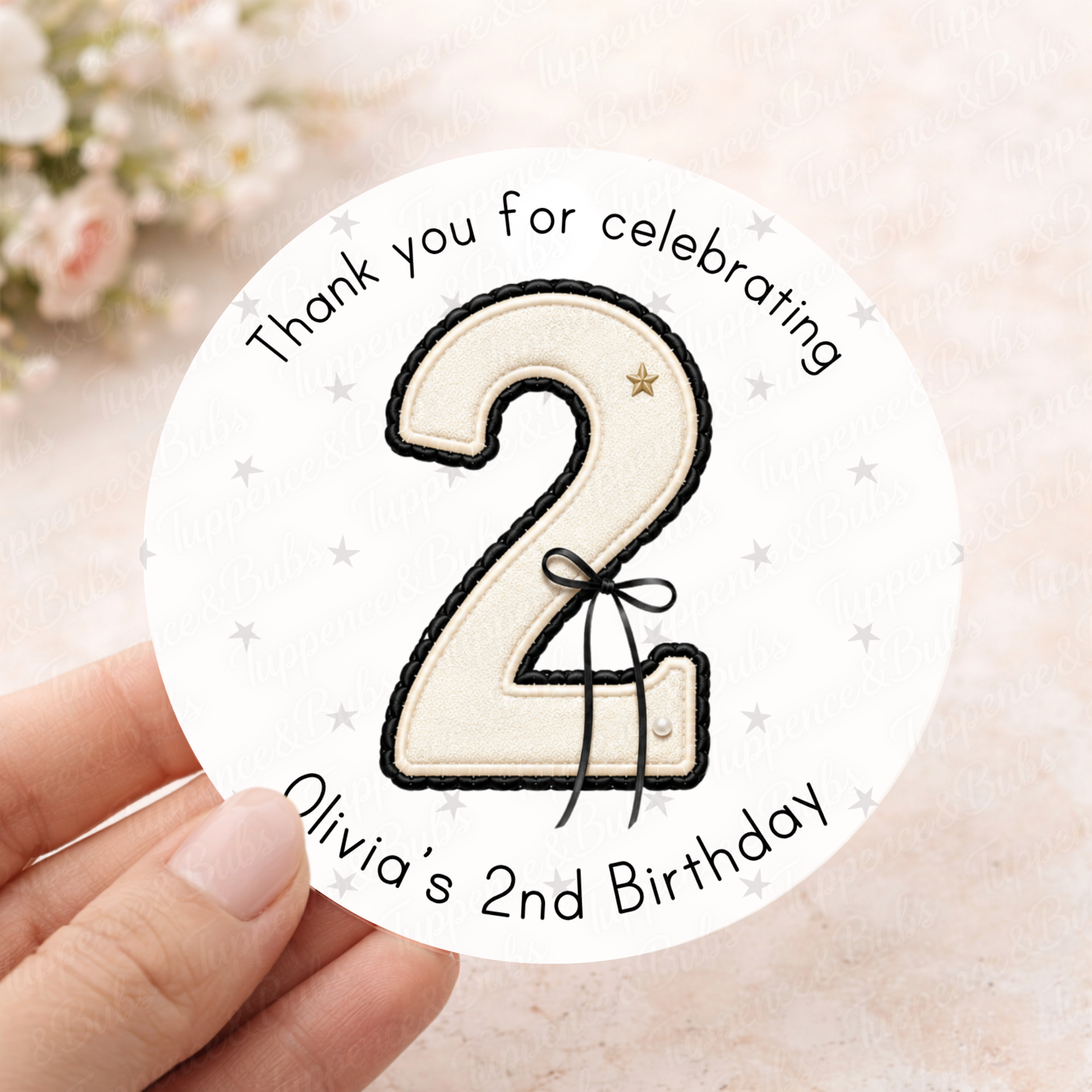 Cream & Black Bow Themed Stickers