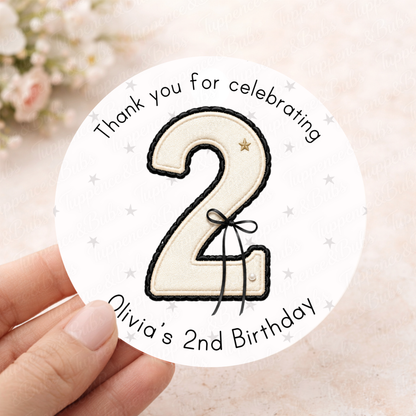 Cream & Black Bow Themed Stickers