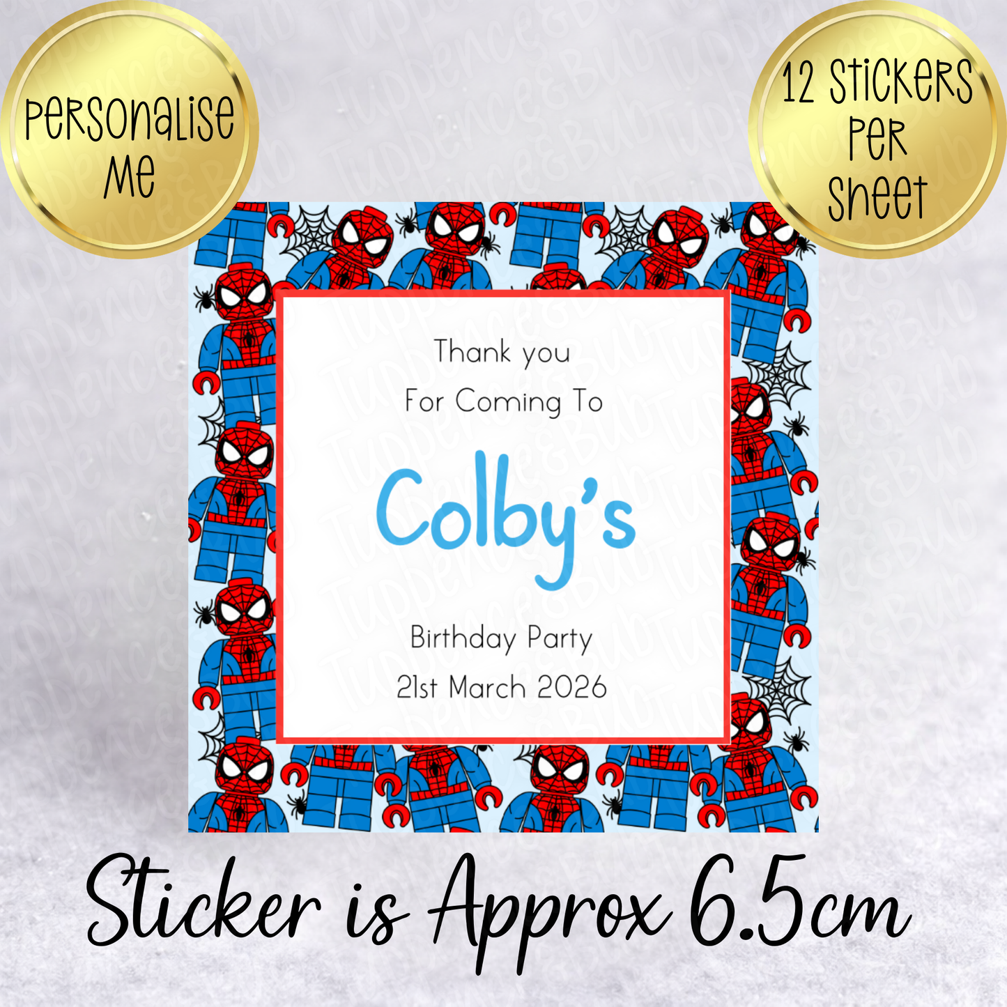 Spider Man Inspired, Square Stickers