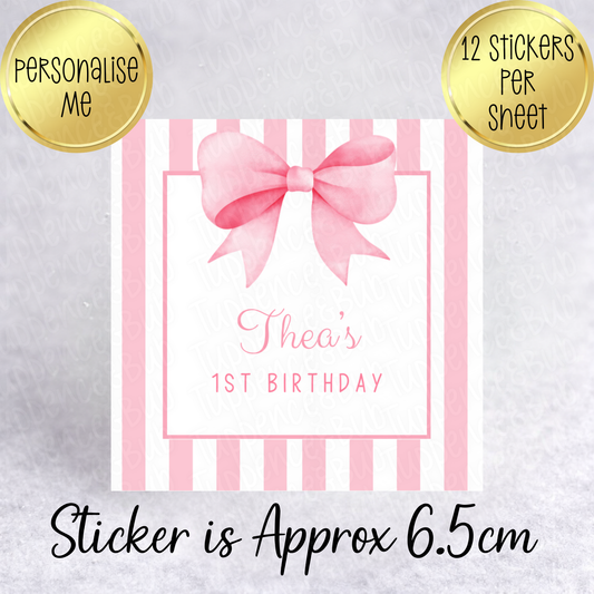 Pink/Purple Striped, Square Stickers