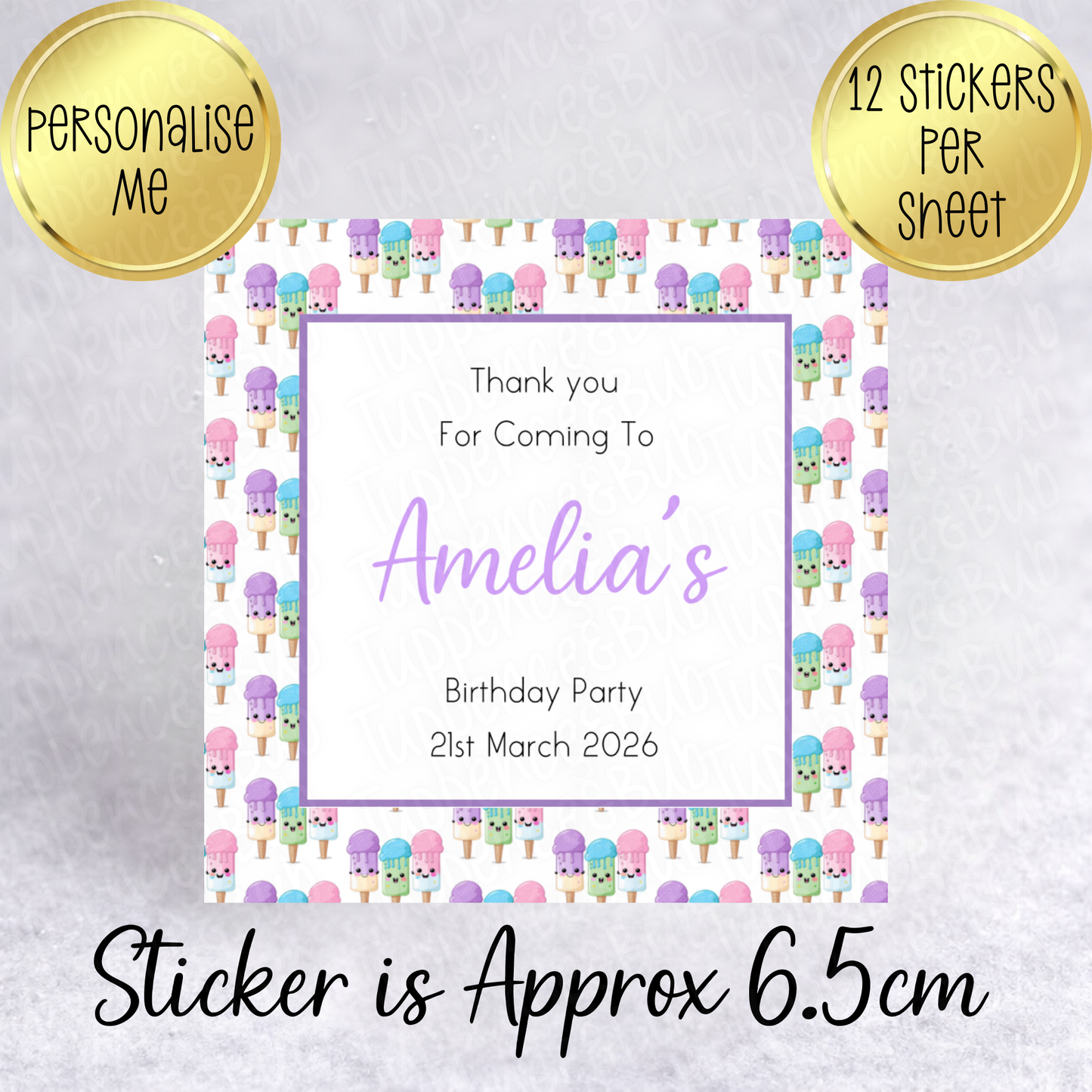 Ice Cream Themed, Square Stickers