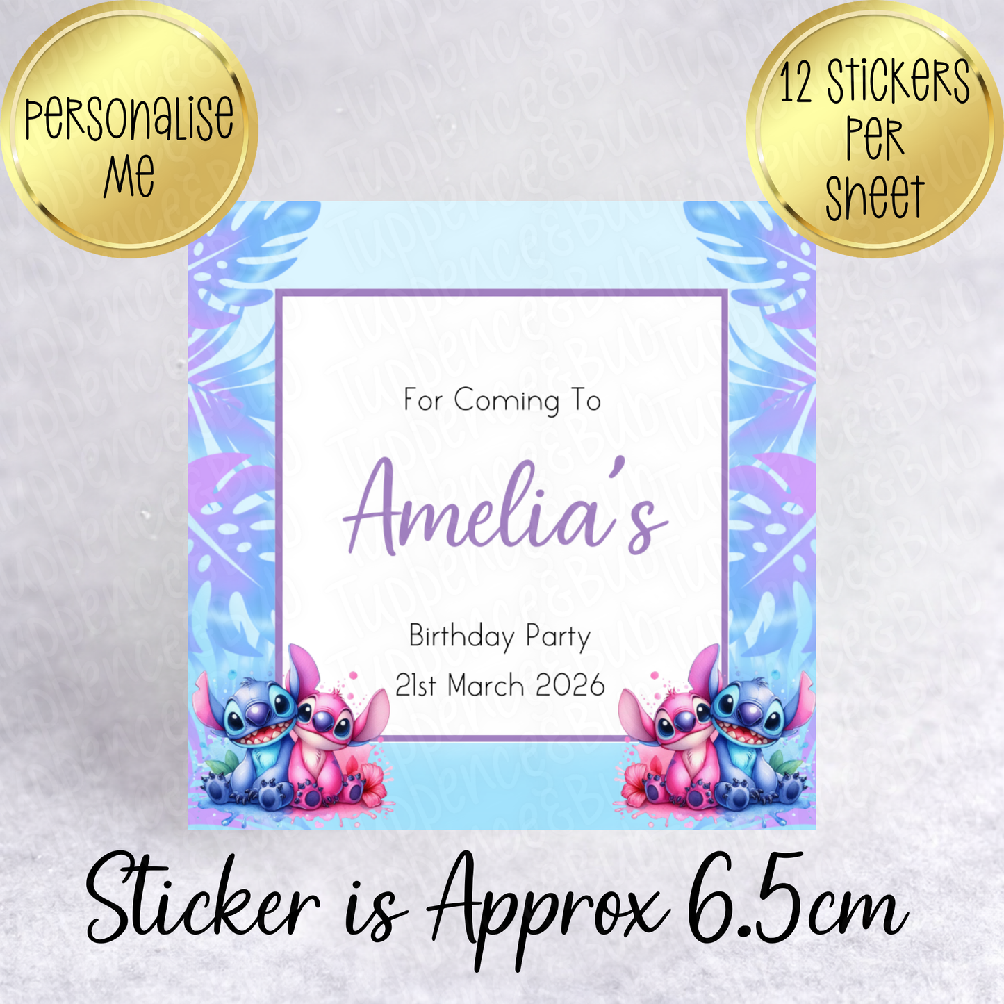 Stitch & Angel Themed, Square Stickers