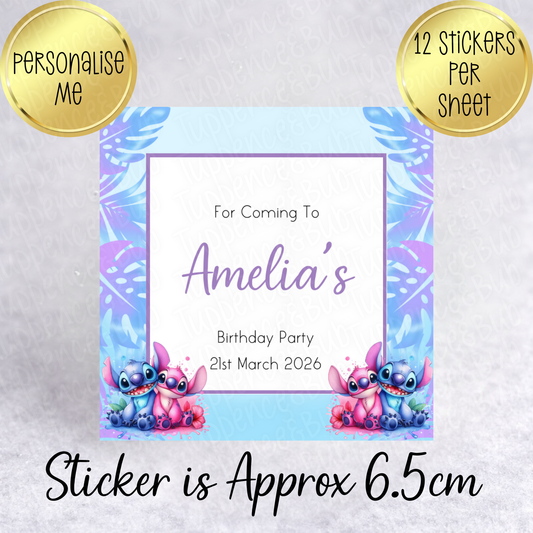 Stitch & Angel Themed, Square Stickers