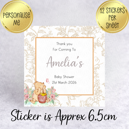 Pooh Bear Themed, Square Stickers
