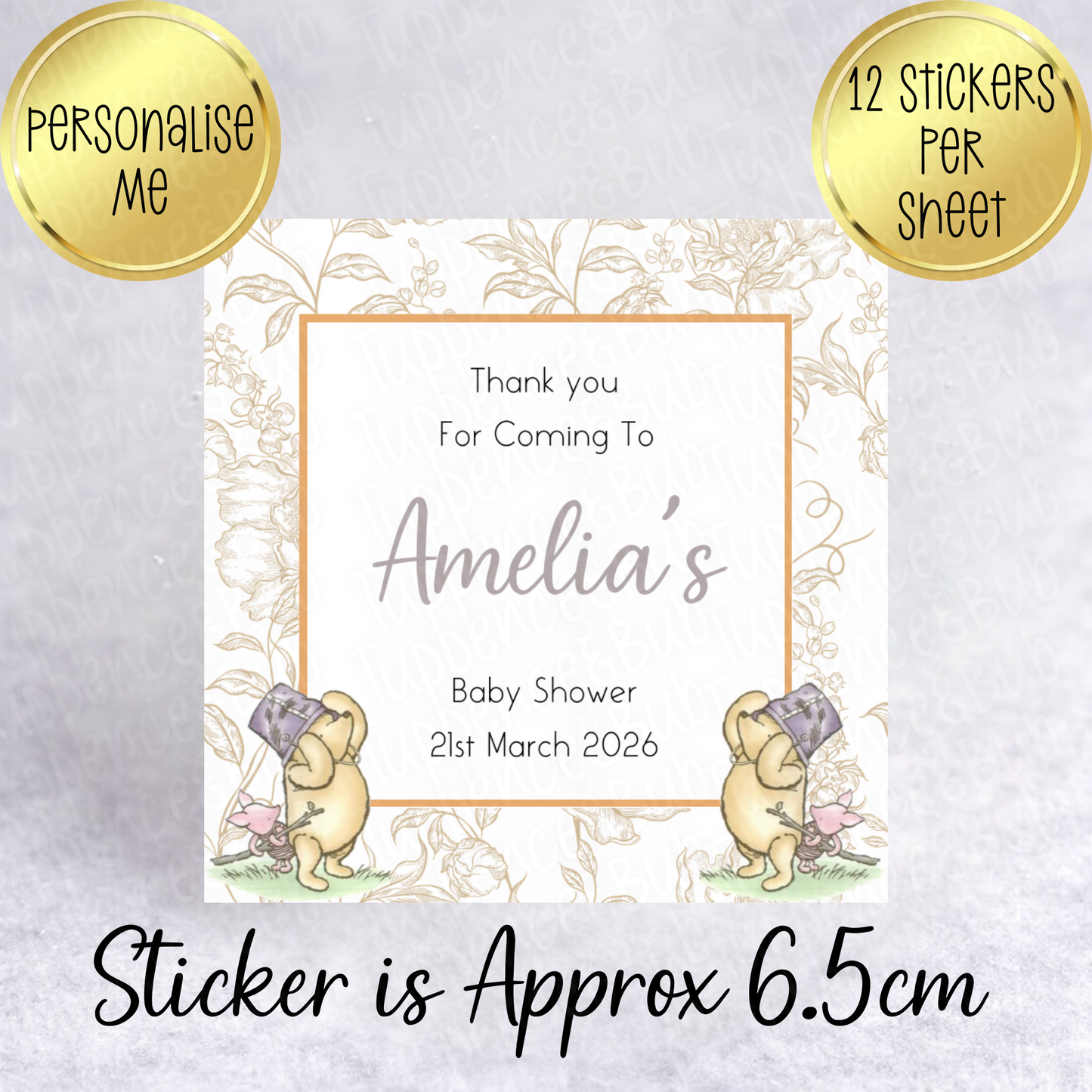 Pooh Bear Themed, Square Stickers