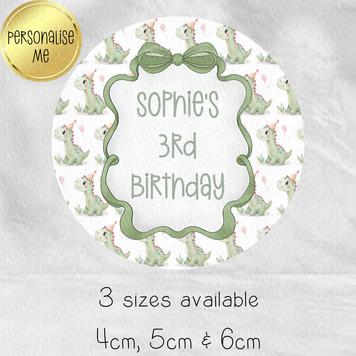 Pastel Green Dinosaur Themed Stickers