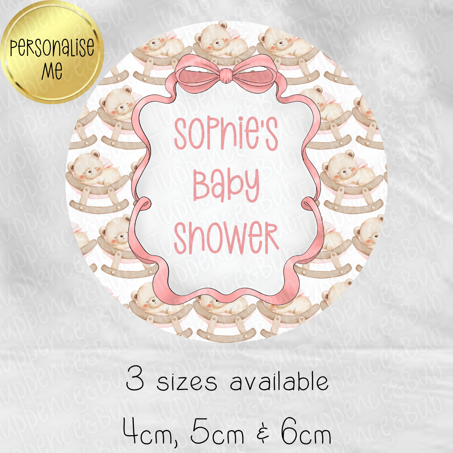Pink Bear Baby Shower/Gender Reveal Stickers