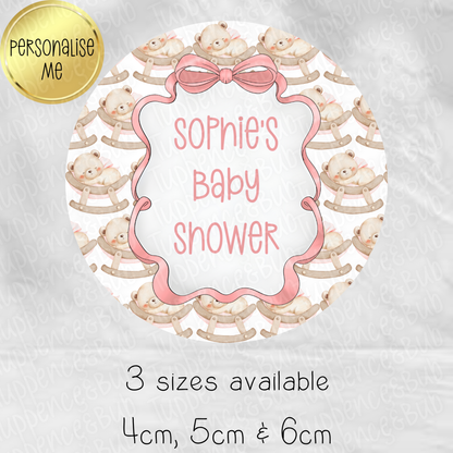 Pink Bear Baby Shower/Gender Reveal Stickers