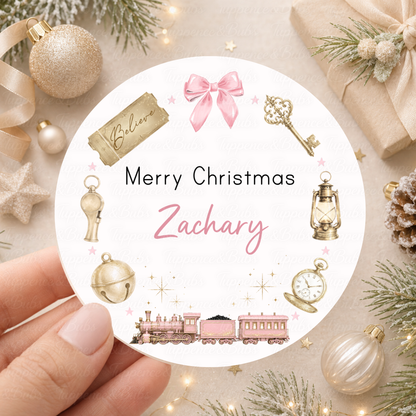 Personalised Christmas Train & Believe Stickers – Six Colours