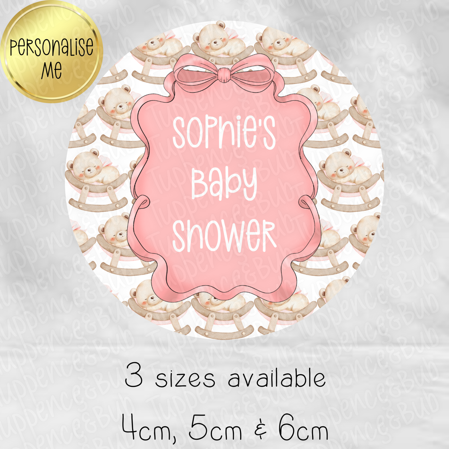 Pink Bear Baby Shower/Gender Reveal Stickers