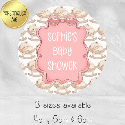 Pink Bear Baby Shower/Gender Reveal Stickers