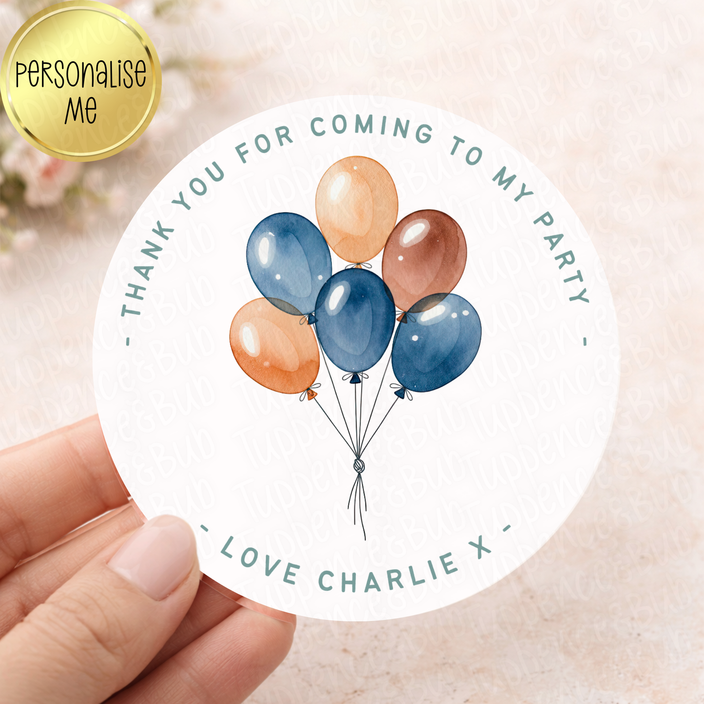 Blue & Beige Balloon Themed Stickers