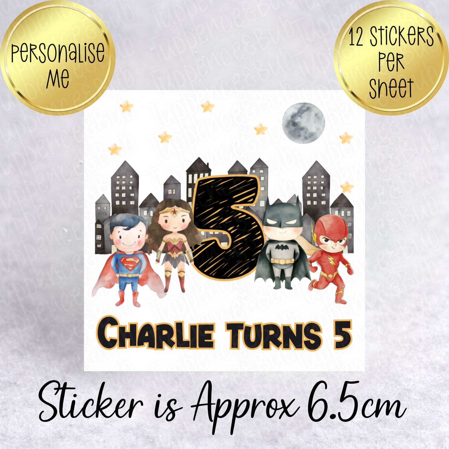 Super Hero Inspired Square Stickers