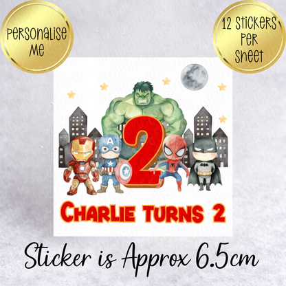 Super Hero Inspired Square Stickers
