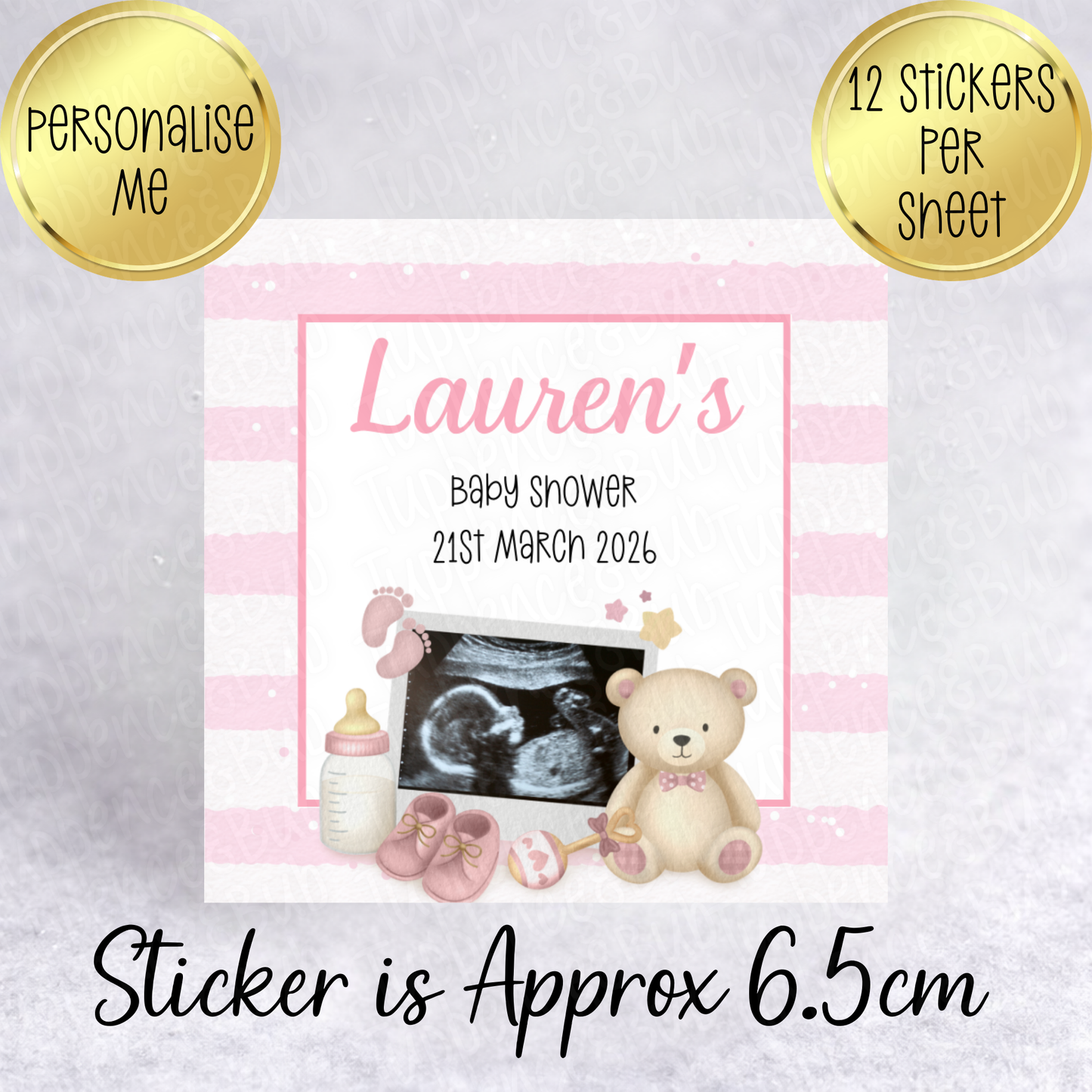 Baby Shower/Gender Reveal Square Sticker - 3 Designs