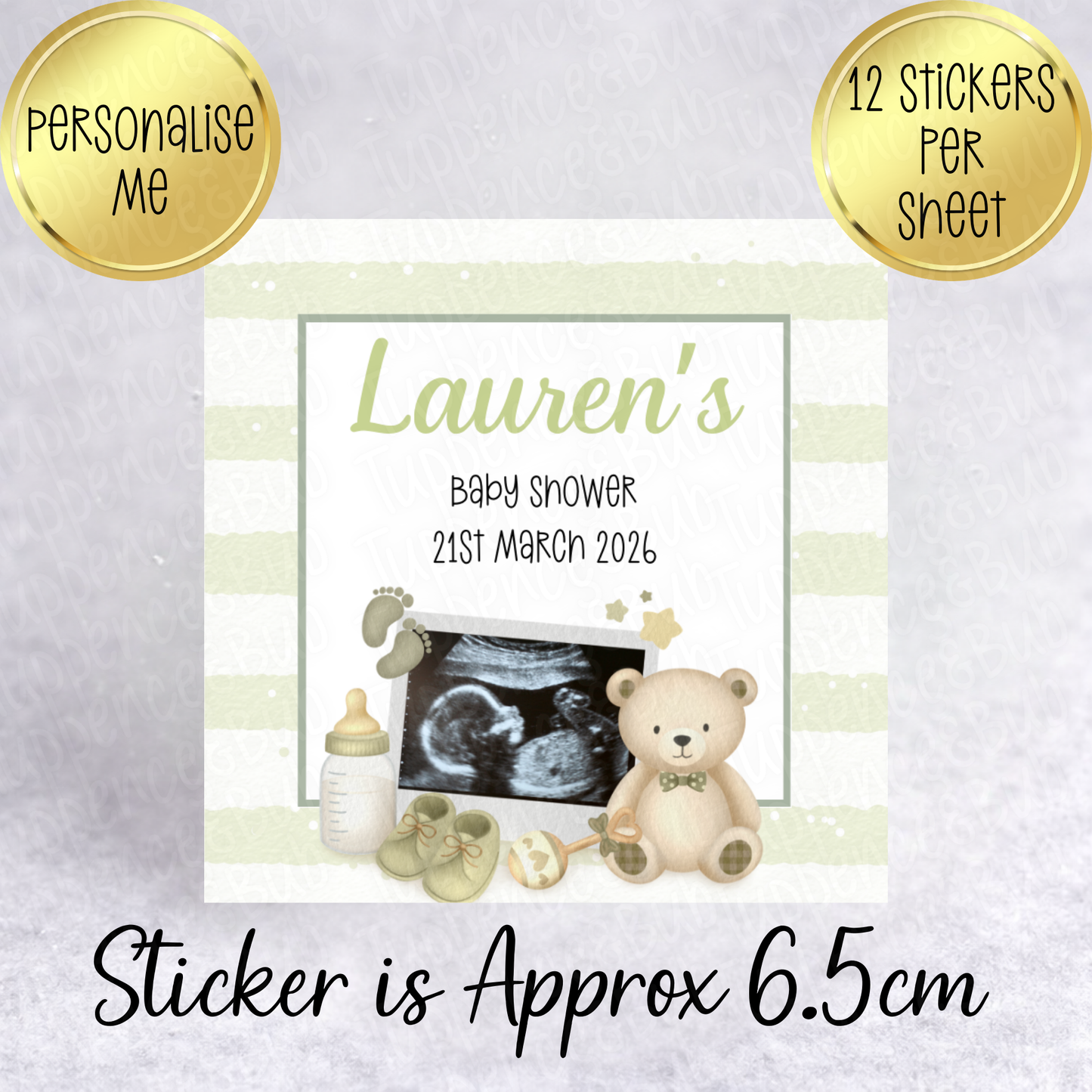 Baby Shower/Gender Reveal Square Sticker - 3 Designs
