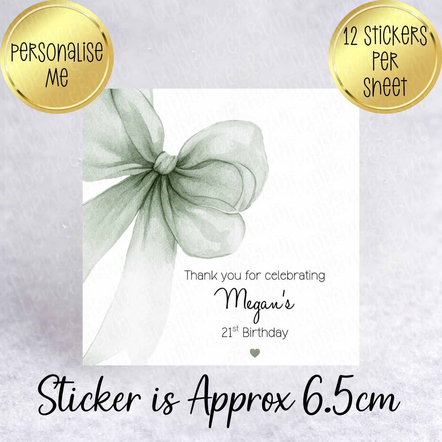 Bow Themed Stickers, Square