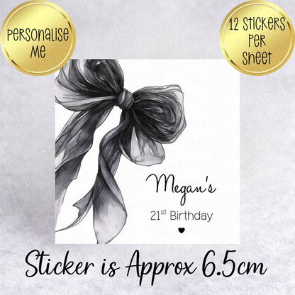 Bow Themed Stickers, Square