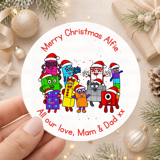 Personalised Numberblocks Christmas Stickers