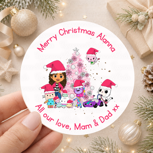 Personalised Gabby's Dollhouse Christmas Stickers