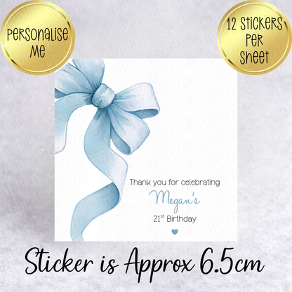 Bow Themed Stickers, Square