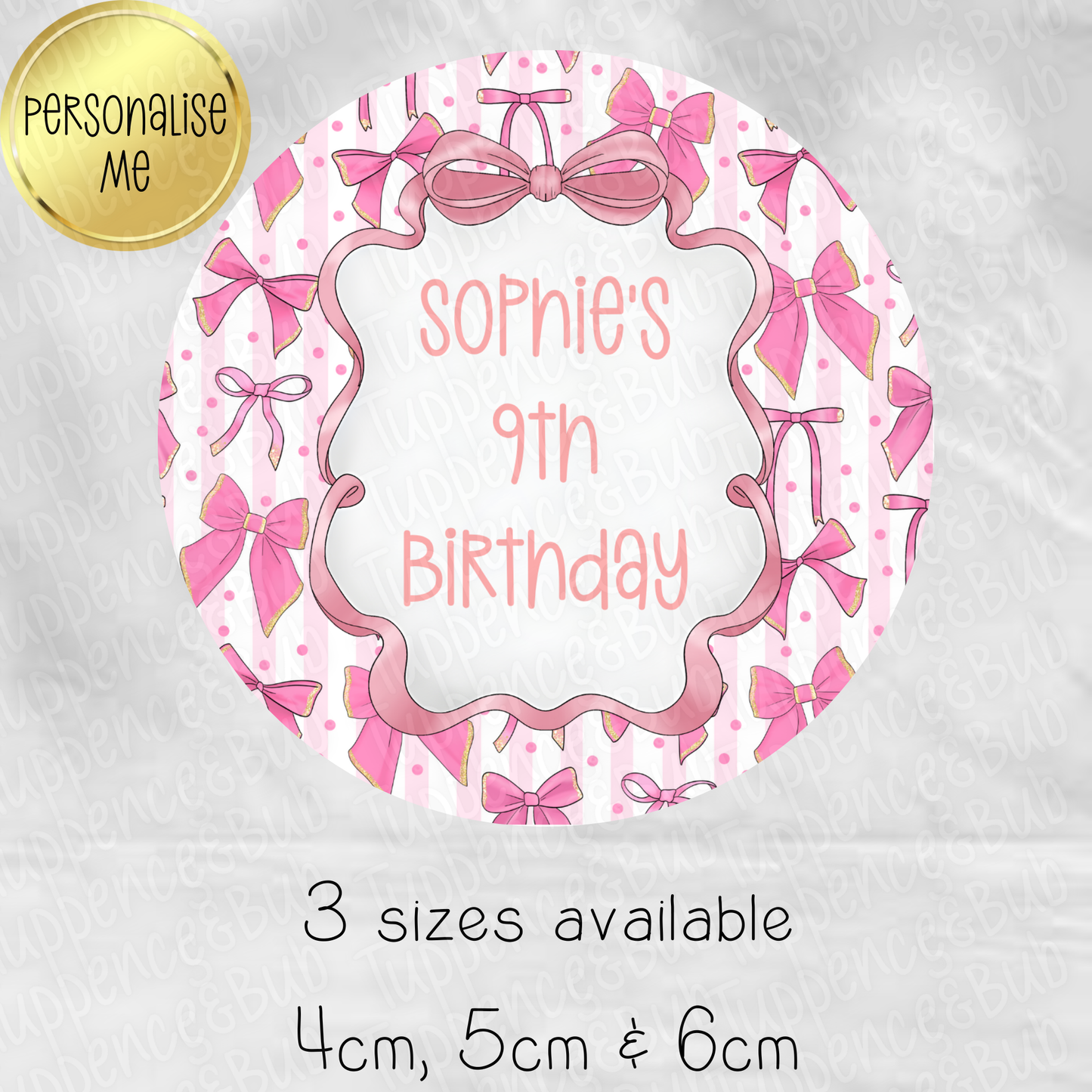 Pink Bow Themed Stickers - 8 Designs