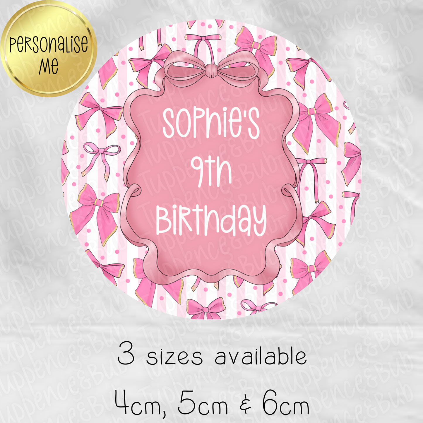 Pink Bow Themed Stickers - 8 Designs