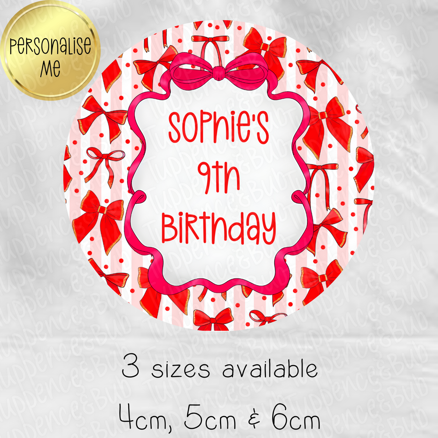 Red Bow Themed Stickers - 8 Designs