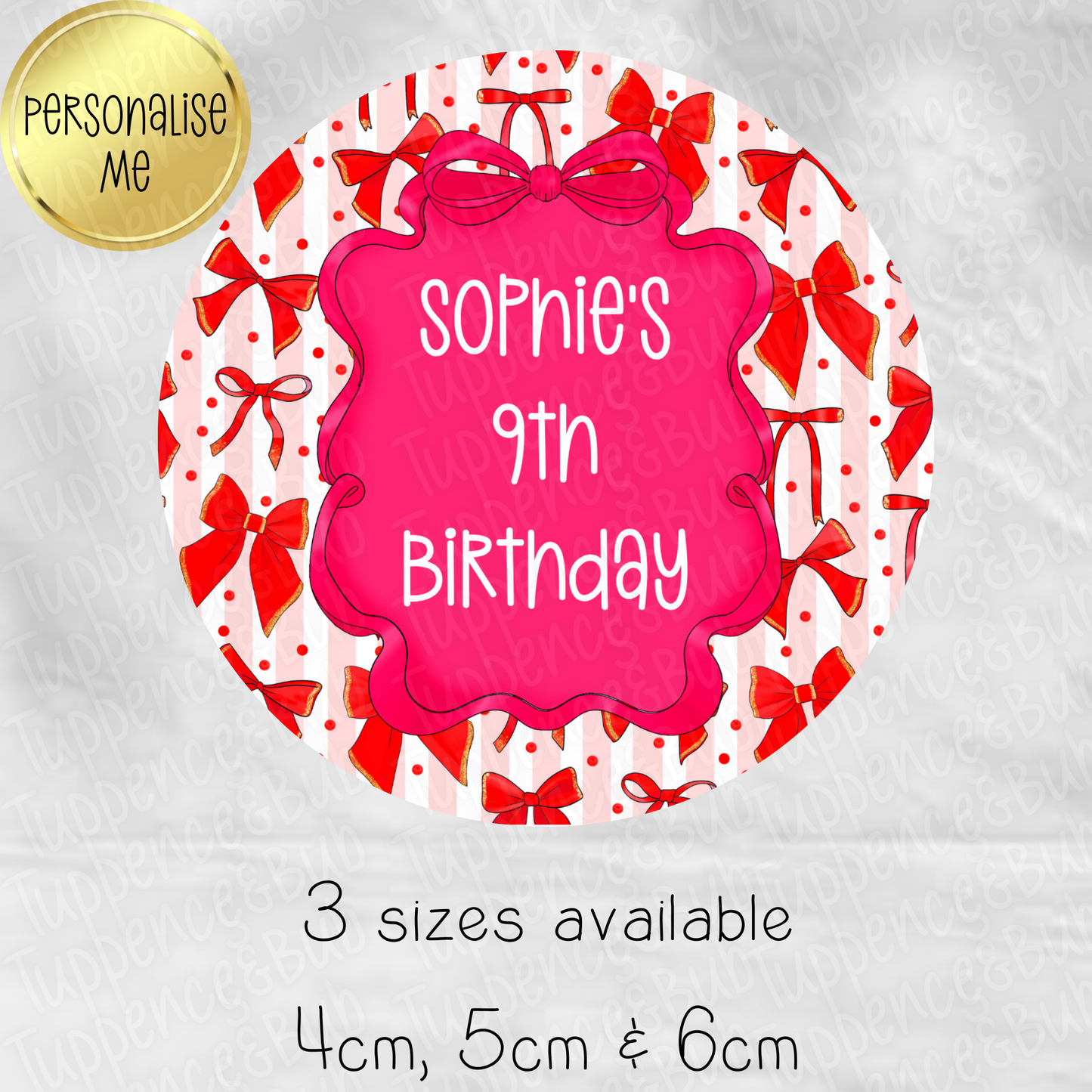 Red Bow Themed Stickers - 8 Designs