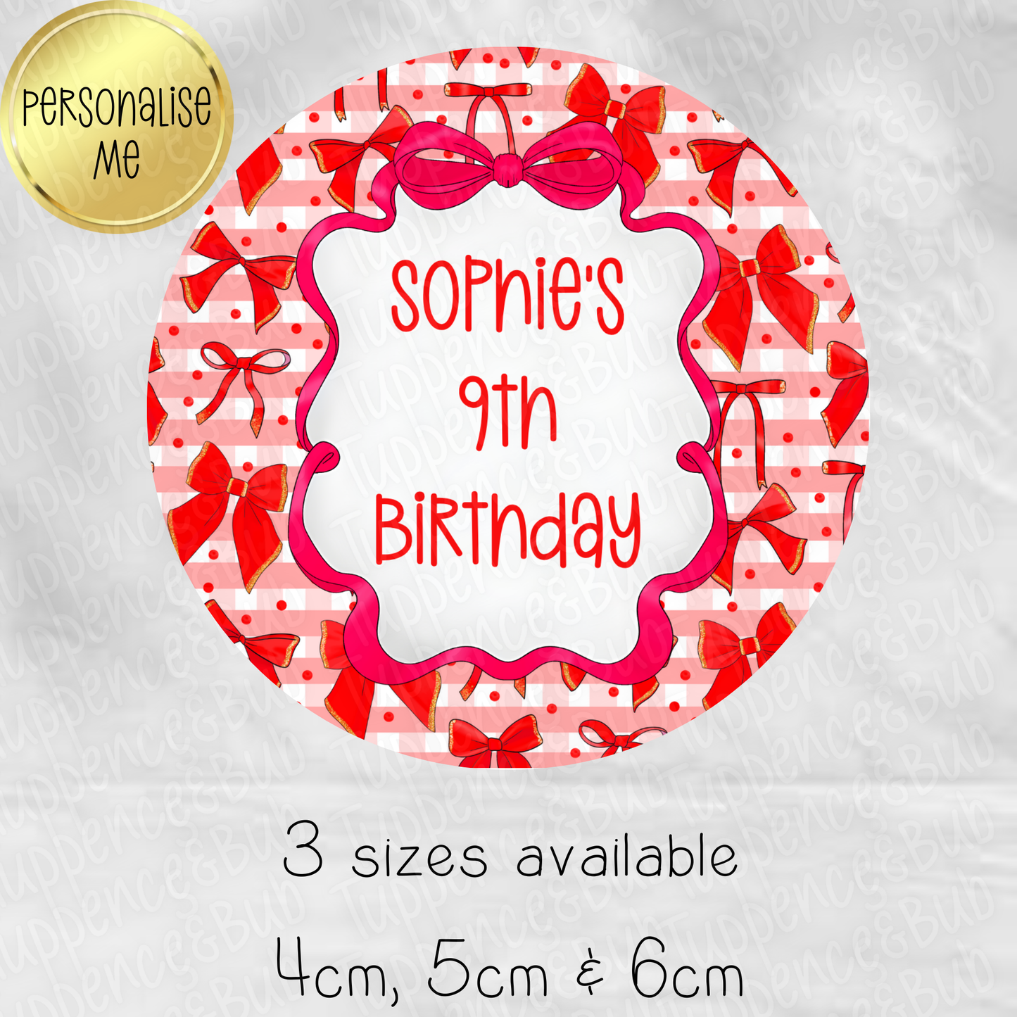 Red Bow Themed Stickers - 8 Designs