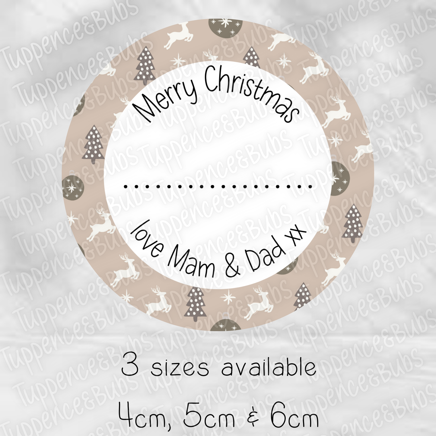 Taupe/Cream Themed Christmas Gift Label