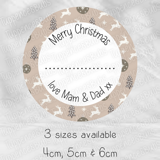 Taupe/Cream Themed Christmas Gift Label