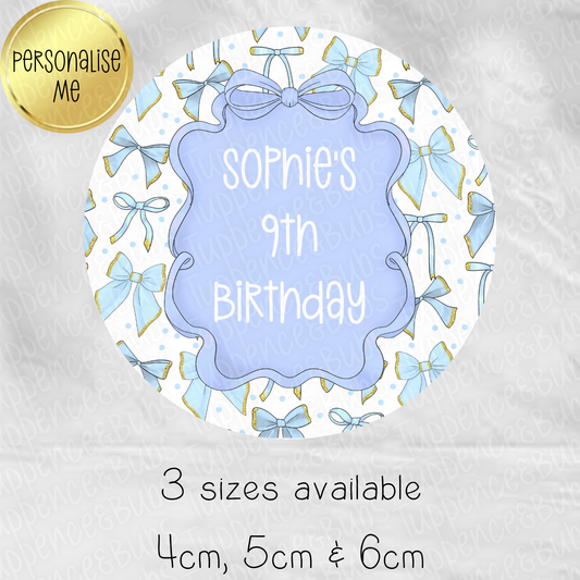 Blue Bow Themed Stickers - 6 Designs