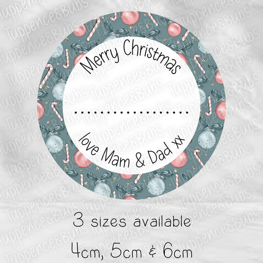 Candy Cane/Bauble Themed Christmas Labels