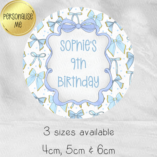 Blue Bow Themed Stickers - 6 Designs