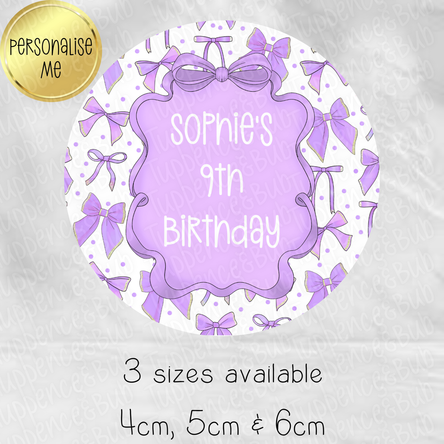 Purple Bow Themed Stickers - 8 Designs